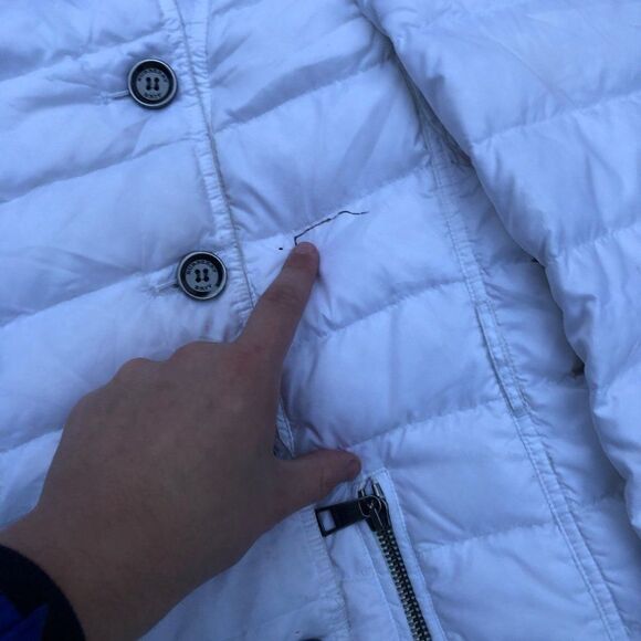 RARE Burberry Goose Down Jacket White Burberry Brit Puffer Coat Medium - Picture 13 of 16